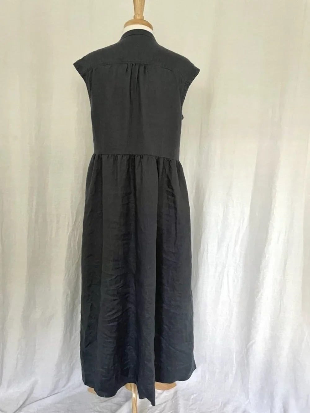 The White Company White Label 100% Linen Split-Neck Maxi Dress Dusty Blue size 8